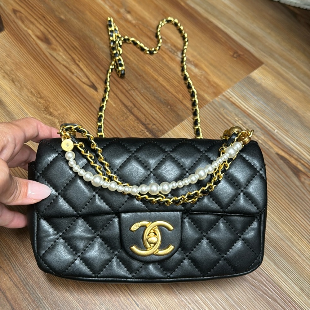 Black and gold cc small bag and crossbody